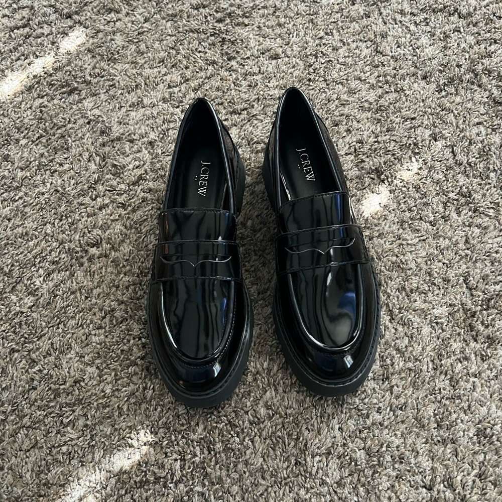 J. Crew Shiny Black Loafers